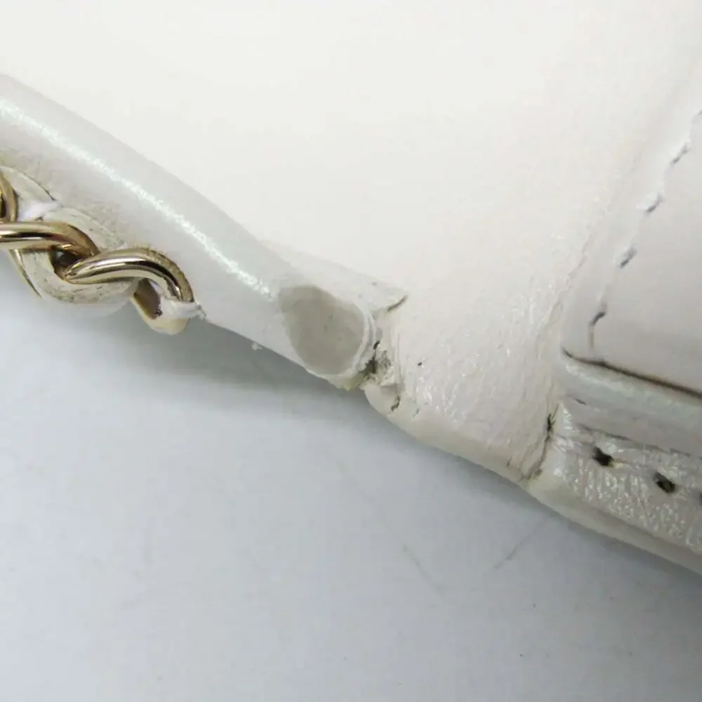 CHANEL White Pearl Leather Wallet